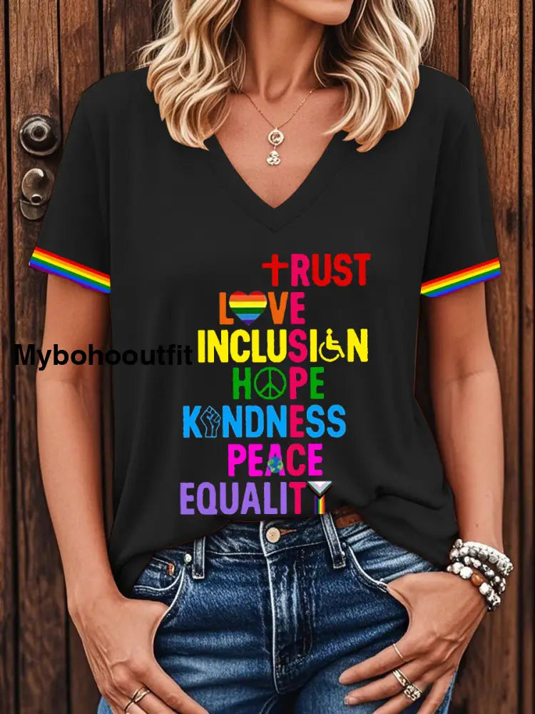 Women’s Pride Month LGBTQ Short-sleeved T-shirt Black / S