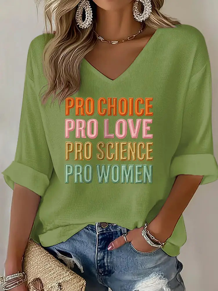 Women’s Pro Choice Print Waffle T shirt Green / S