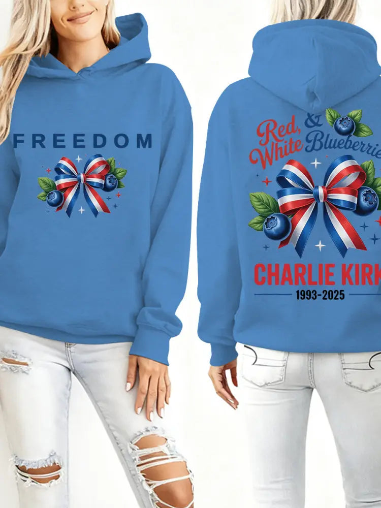Women’s ’Red White & Blueberries’ hoodie Light Blue / S