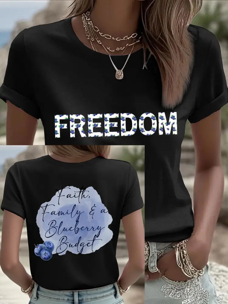 Women’s ’Red White & Blueberries’ T-shirt Black / S