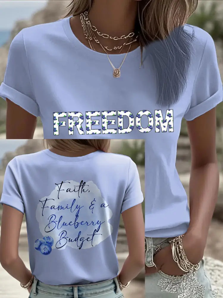 Women’s ’Red White & Blueberries’ T-shirt Light Blue / S