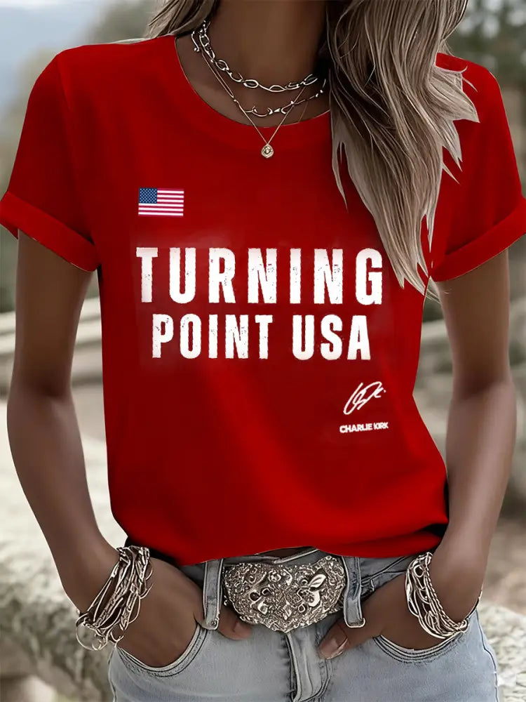 Women’s Retro Turning Point Casual Commemorative T-Shirt A / S