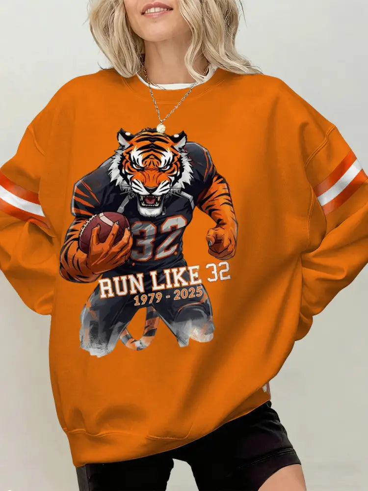 Women’s Rudi Johnson Tribute Memorial Football Print Sweatshirt Orange / S