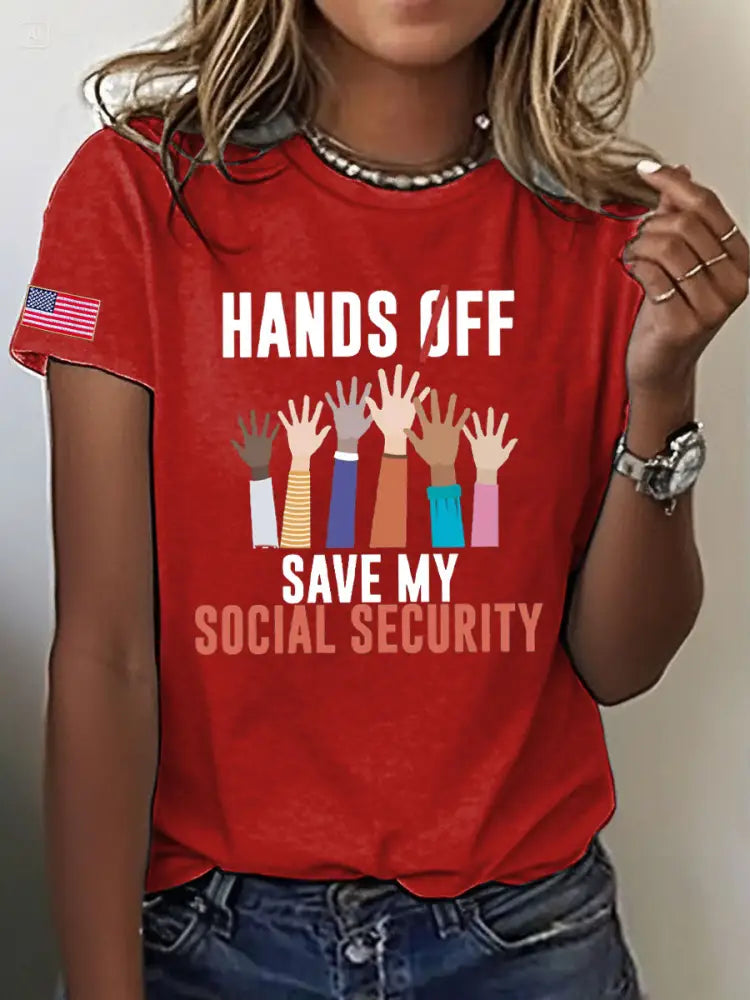 Women’s Save Medicare&Social Security Printed T-shirt Red / S