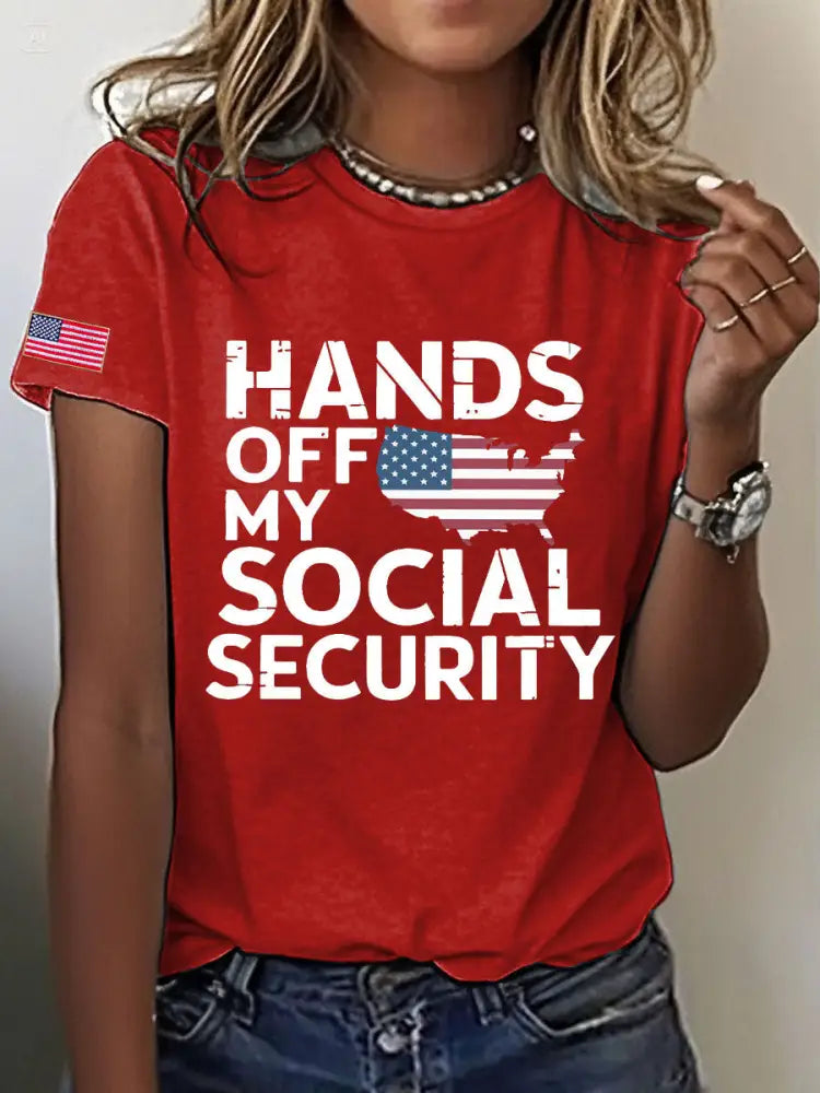 Women’s Save Medicare&Social Security Printed T-shirt Red / S