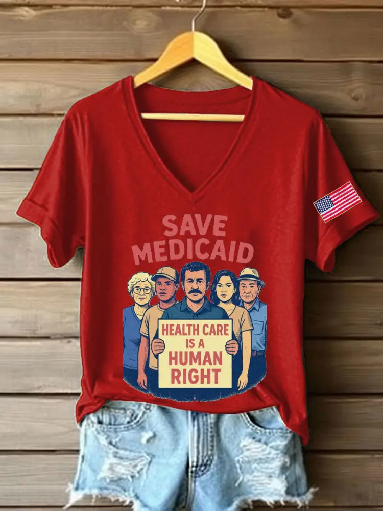 Women’s Save Medicare&Social Security Printed T-shirt Red / S