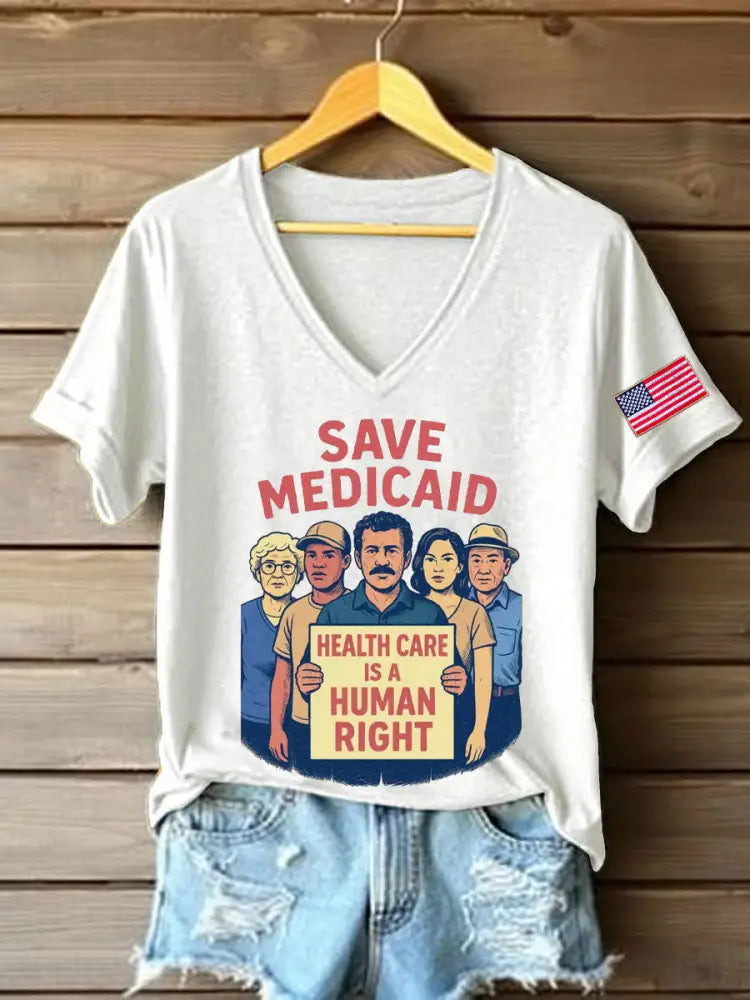Women’s Save Medicare&Social Security Printed T-shirt White / S