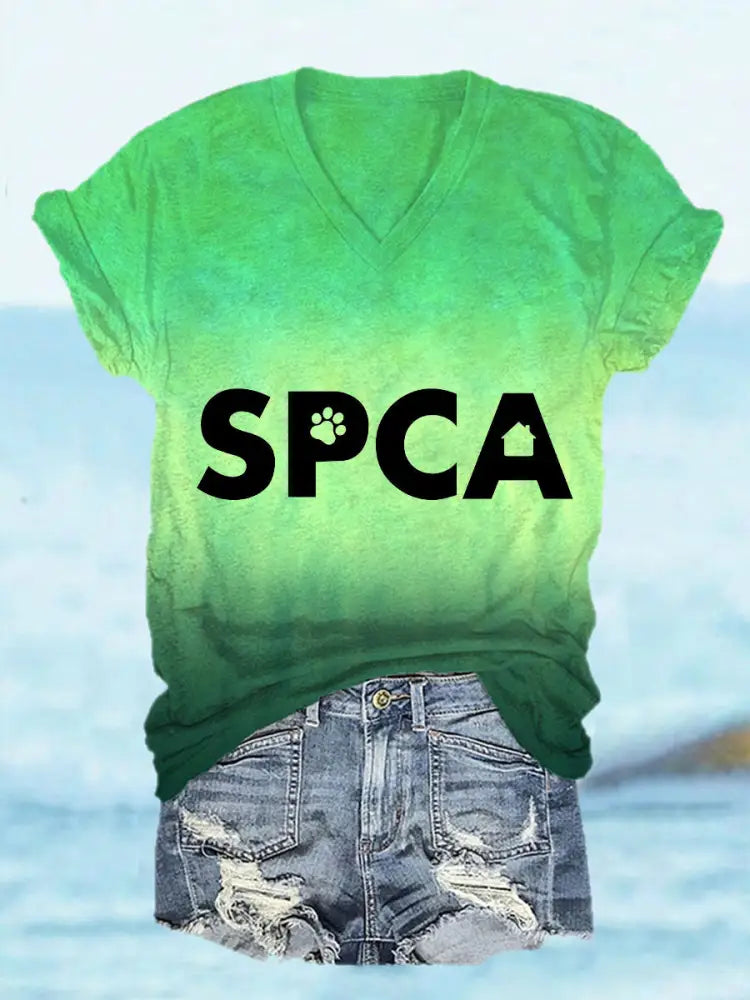 Women’s save the pets V-neck T-shirts Green / S