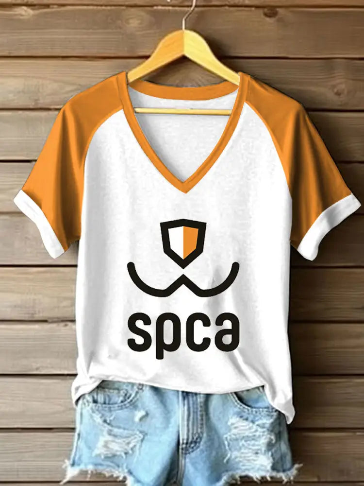 Women’s save the pets V-neck T-shirts Orange / S