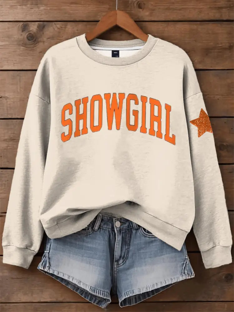Women’s Showgirl Print Music Fan Sweatshirt Apricot / S
