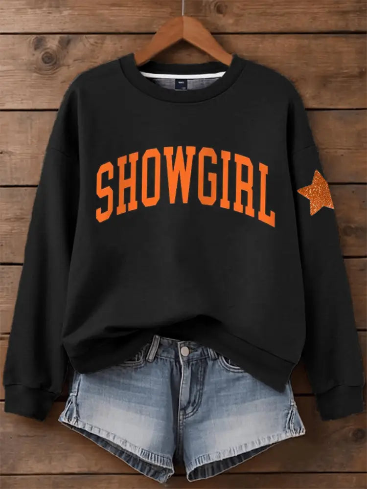 Women’s Showgirl Print Music Fan Sweatshirt Black / S