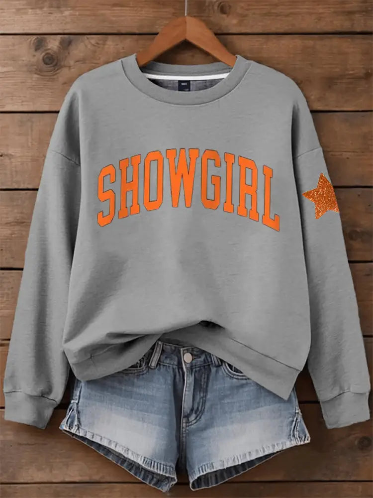 Women’s Showgirl Print Music Fan Sweatshirt Light Gray / S