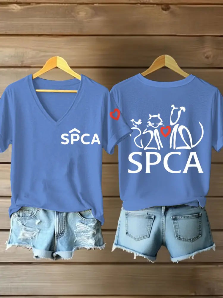 Women’s SPCA V-neck T-shirts Light Blue / S