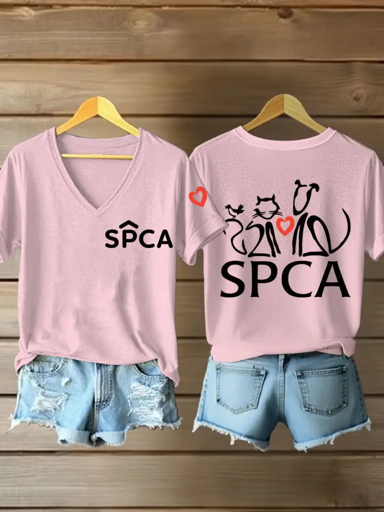 Women’s SPCA V-neck T-shirts Light Pink / S