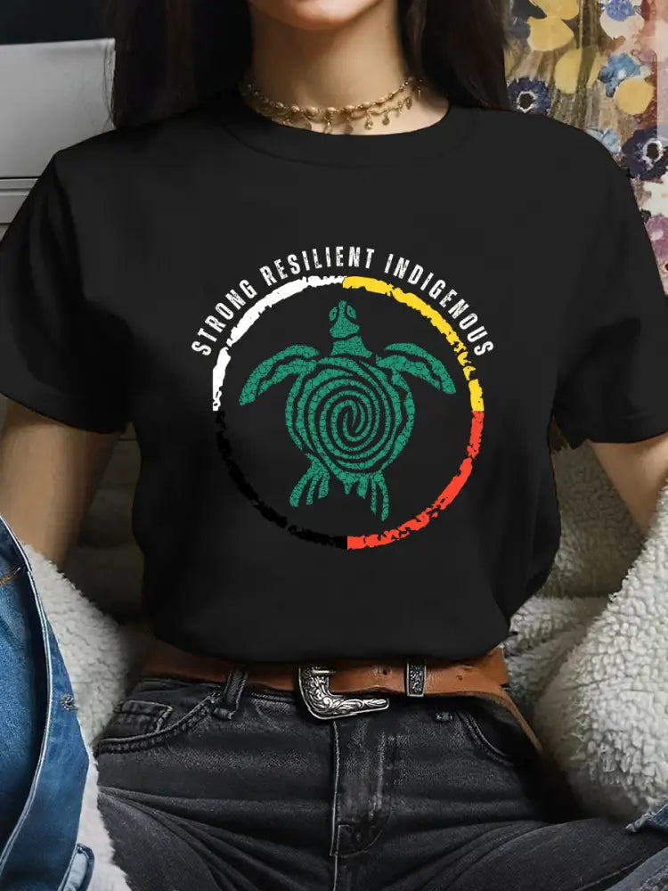Women’s Strong Resilient Indigenous Turtle T-shirts Black / S
