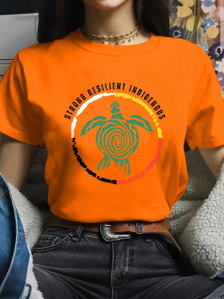 Women’s Strong Resilient Indigenous Turtle T-shirts Orange / S