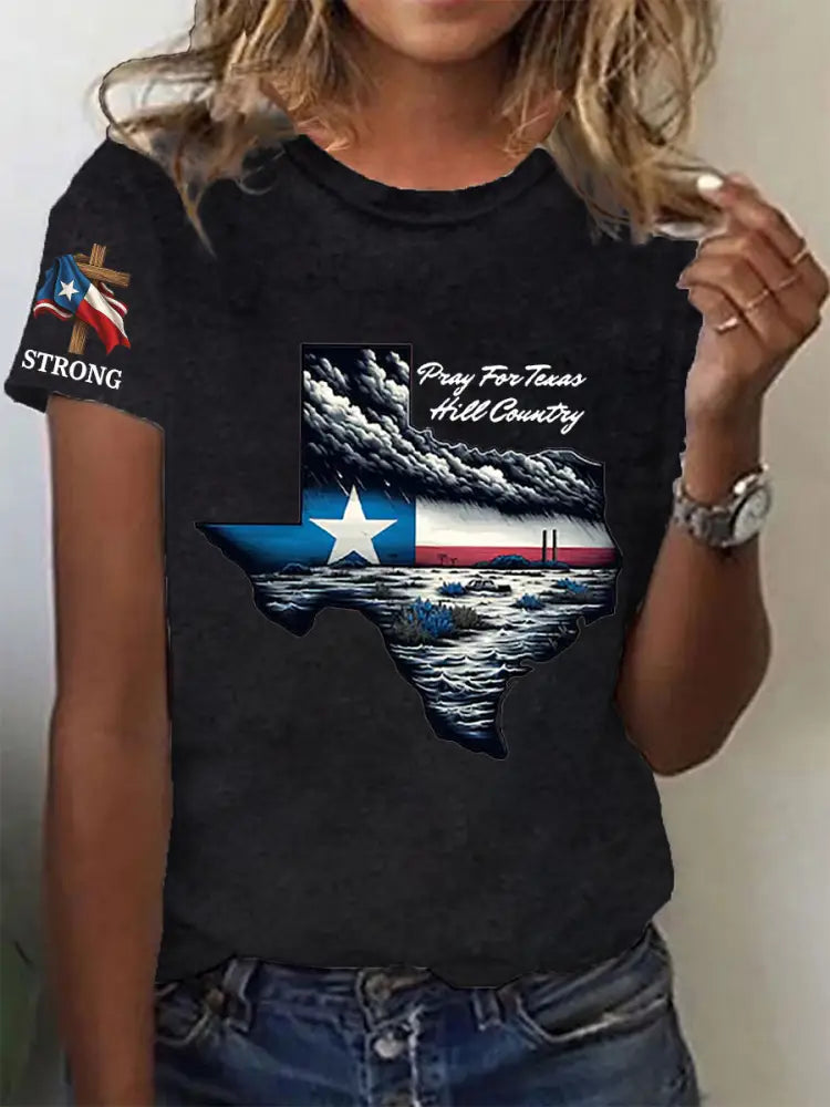 Women’s Stronger Than the Storm Printed Short Sleeve T-shirt Black / S