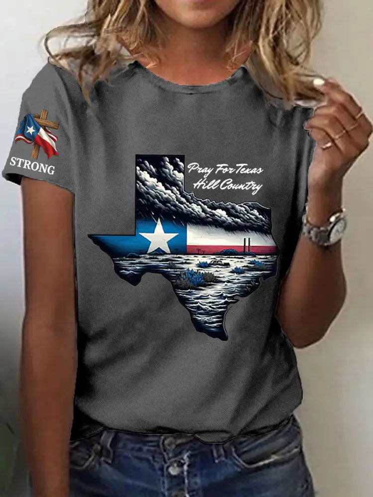 Women’s Stronger Than the Storm Printed Short Sleeve T-shirt Dark Gray / S