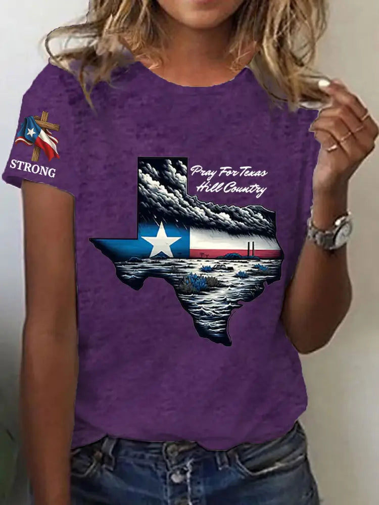Women’s Stronger Than the Storm Printed Short Sleeve T-shirt Purple / S