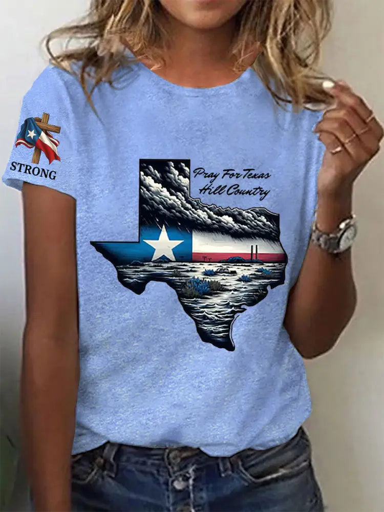 Women’s Stronger Than the Storm Printed Short Sleeve T-shirt Sky Blue / S