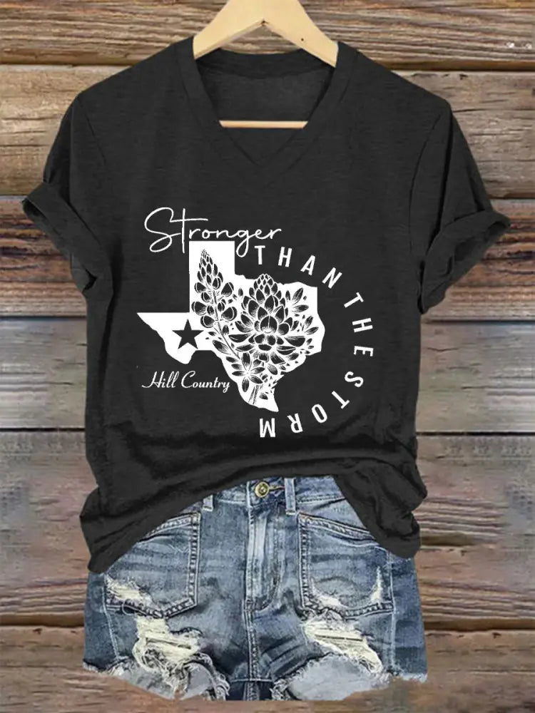 Women’s Stronger Than the Storm Printed T-shirt Black / S