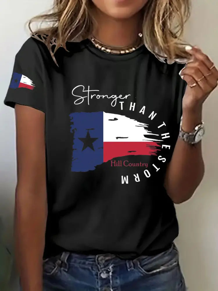 Women’s Stronger Than the Storm Printed T-shirt Black / S