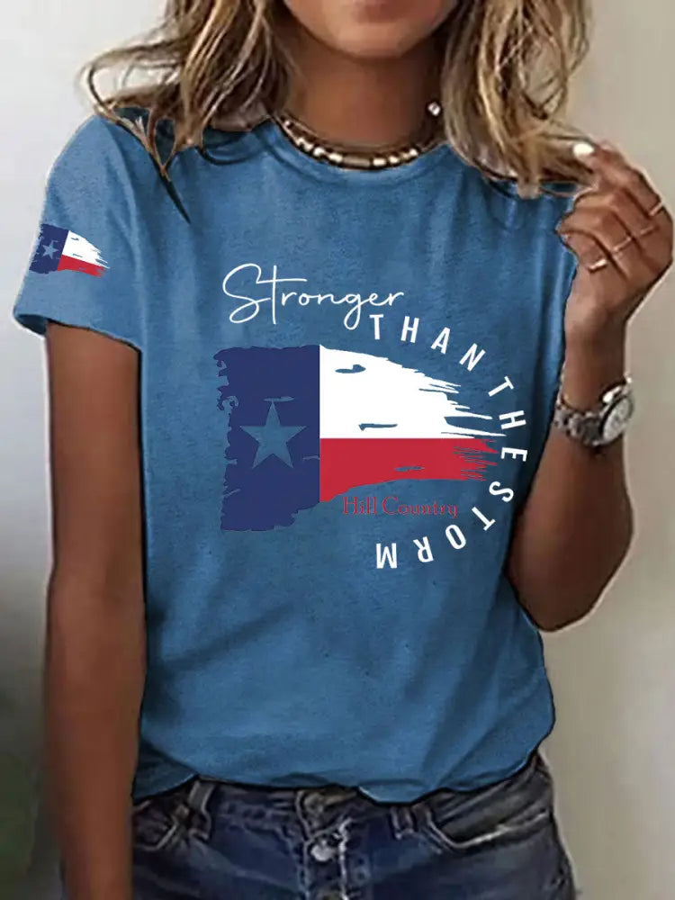 Women’s Stronger Than the Storm Printed T-shirt Blue / S