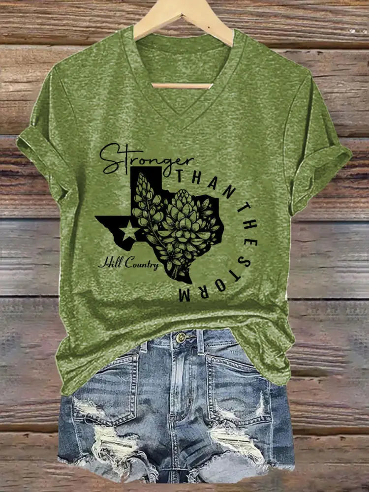 Women’s Stronger Than the Storm Printed T-shirt Green / S