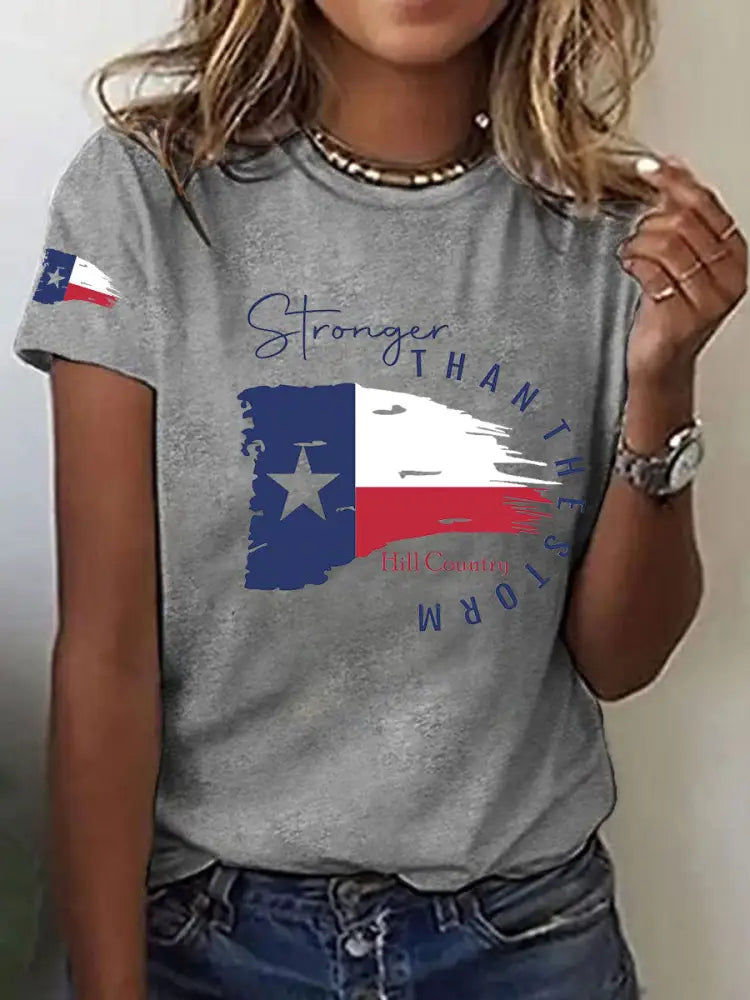 Women’s Stronger Than the Storm Printed T-shirt Light Gray / S