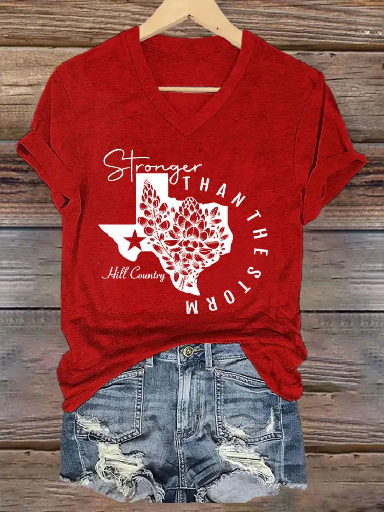 Women’s Stronger Than the Storm Printed T-shirt Red / S