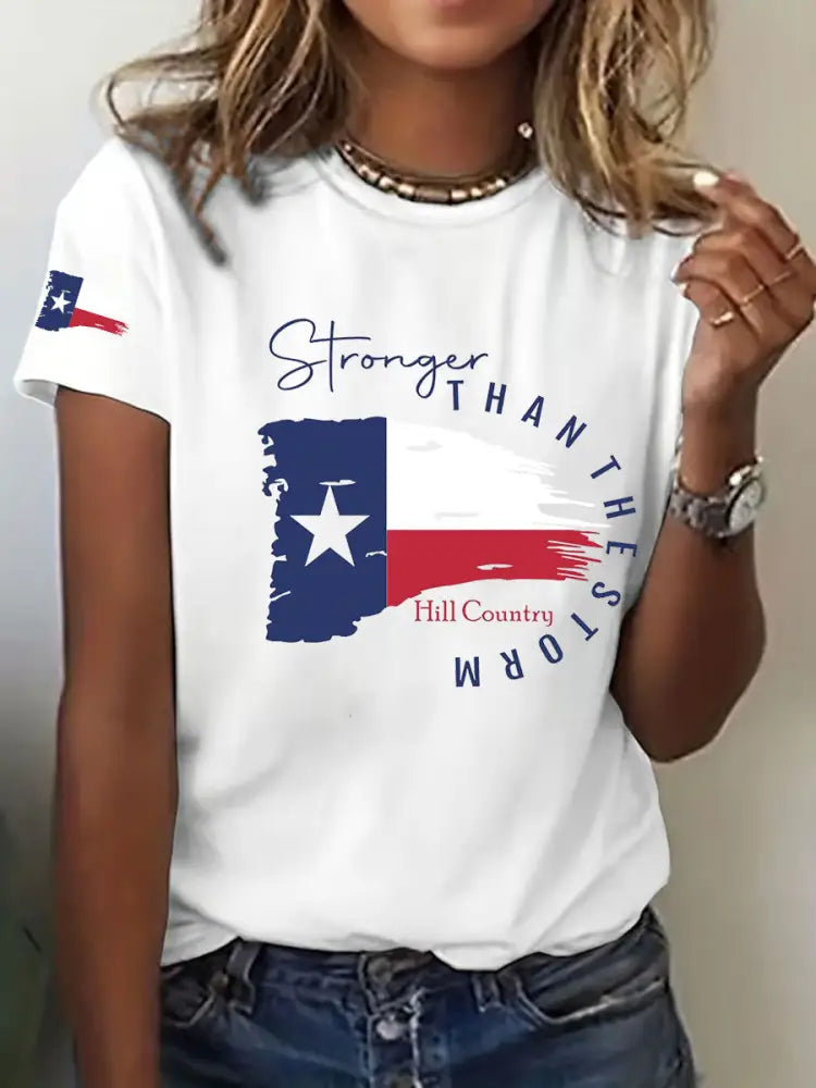 Women’s Stronger Than the Storm Printed T-shirt White / S