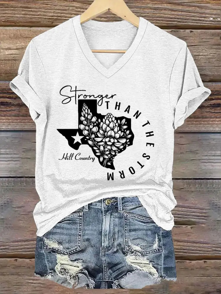 Women’s Stronger Than the Storm Printed T-shirt White / S