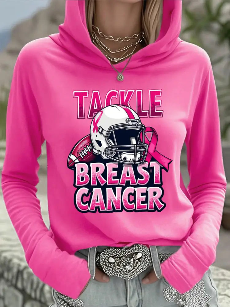 Women’s Tackle Breast Cancer Football Gameday Hooded Top Rose Red / S