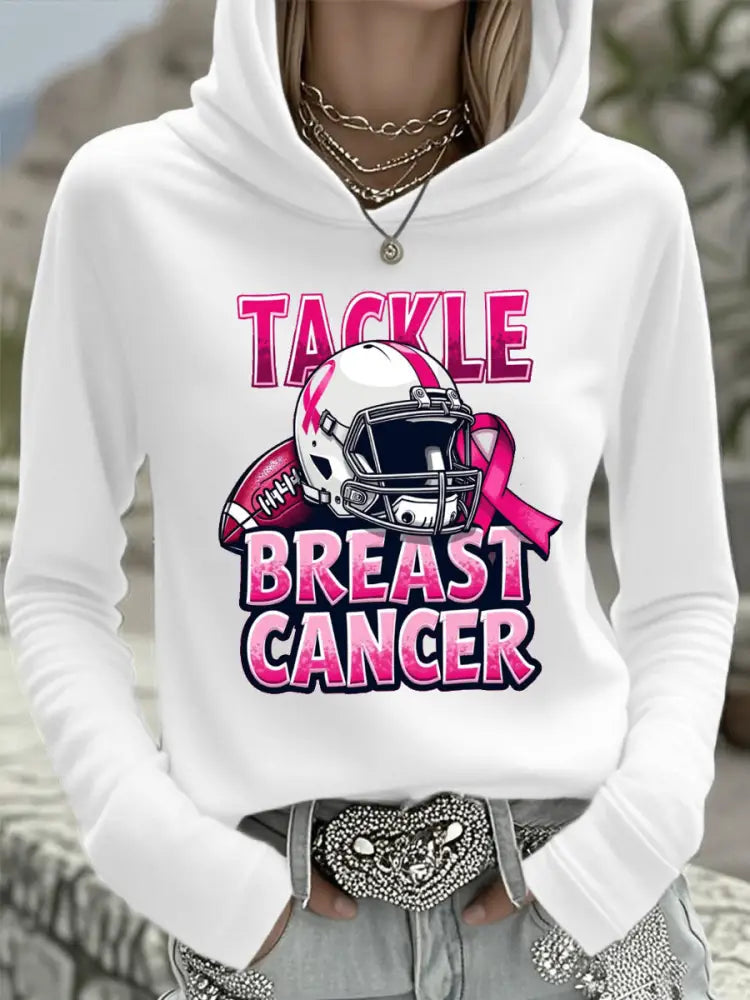 Women’s Tackle Breast Cancer Football Gameday Hooded Top White / S