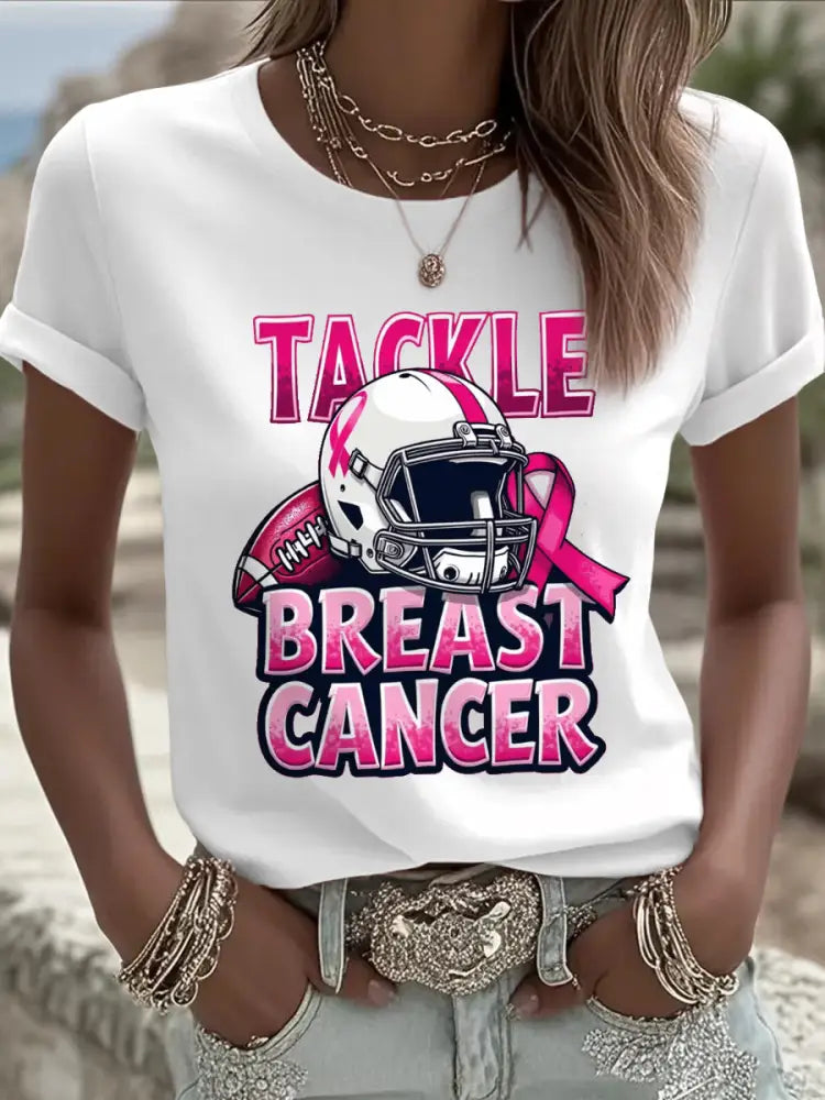 Women’s Tackle Breast Cancer Football Gameday Tee White / S