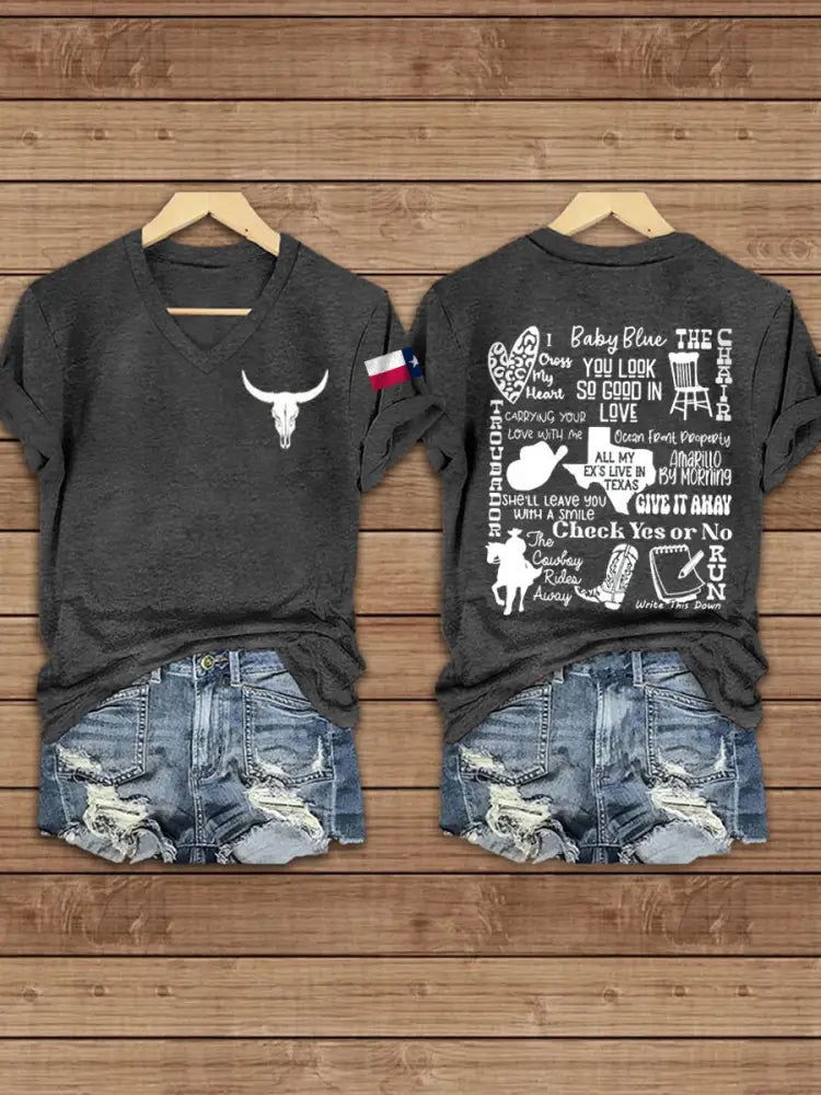 Women’s Texas Country Music Print short-sleeved T-shirt Dark Gray / S