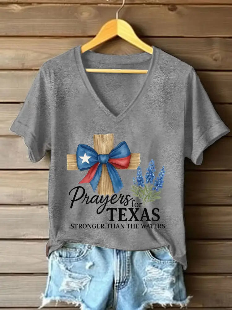 Women’s Texas Flooding Printed T-shirt Light Gray / S