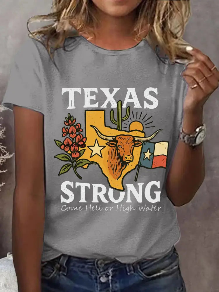 Women’s Texas Strong Come Hell Or High Water Tee Light Gray / S
