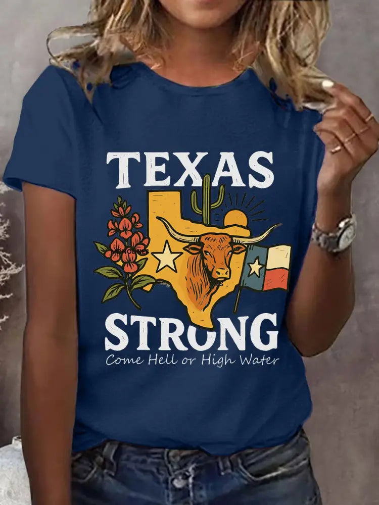 Women’s Texas Strong Come Hell Or High Water Tee Navy Blue / S