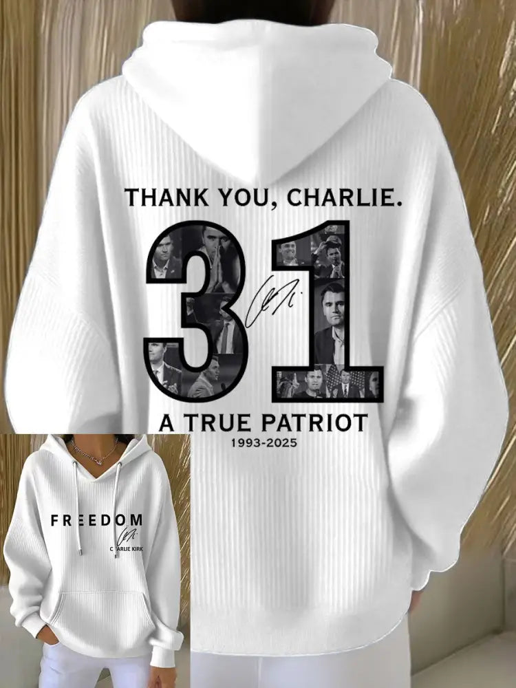 Women’s Thank You Charlie 31 True Patriot Printed Hoodie White / S