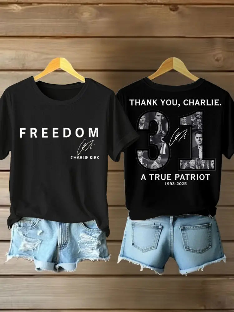 Women’s Thank You Charlie 31 True Patriot Printed T-shirt Black / S
