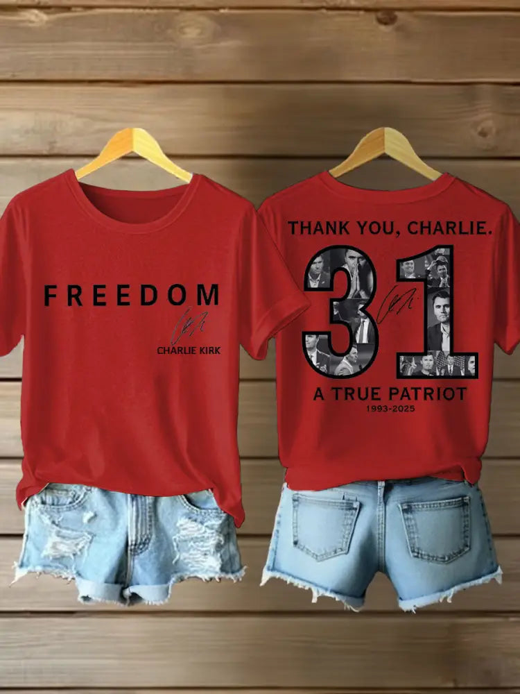 Women’s Thank You Charlie 31 True Patriot Printed T-shirt Red / S