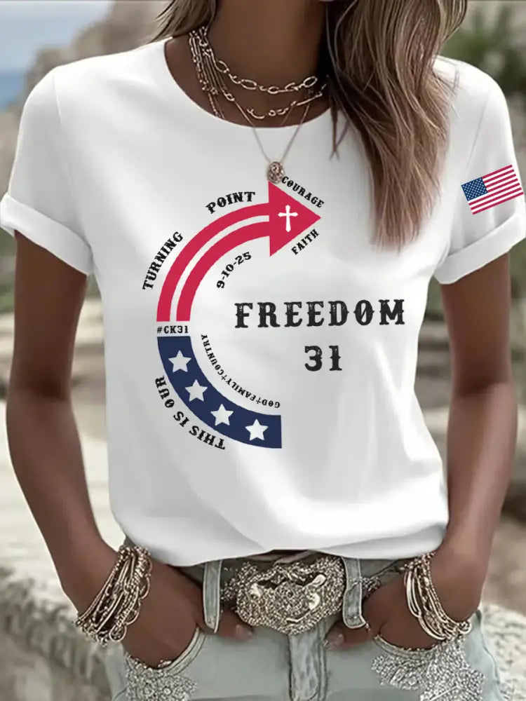 Women’s This Is Our God Family Country Freedom 31 Printed T-shirt White / S