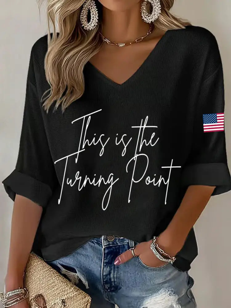 Women’s This Is The Turning Point Waffle T-shirt Black / S