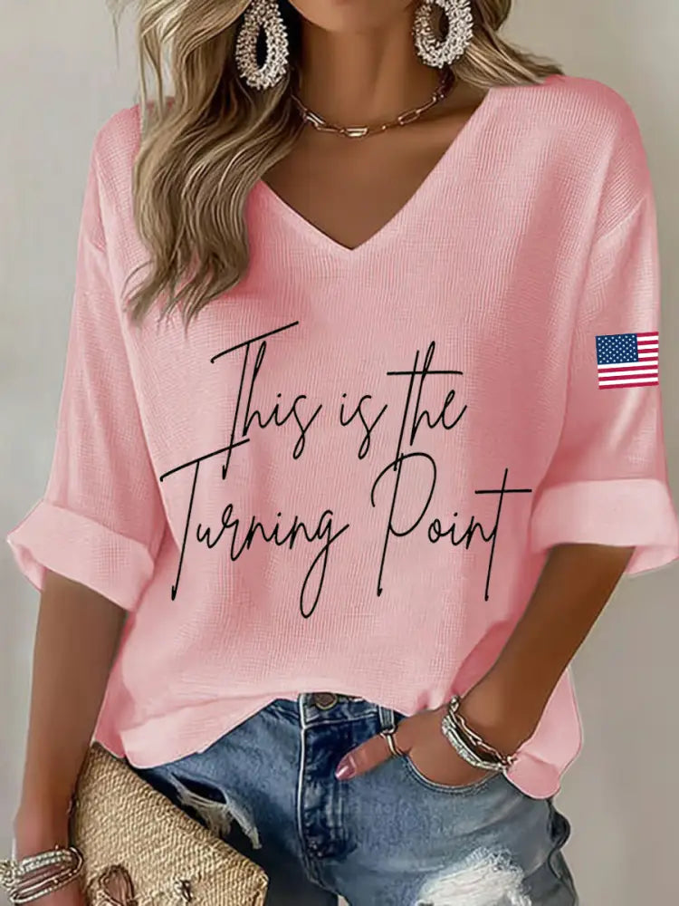 Women’s This Is The Turning Point Waffle T-shirt Pink / S
