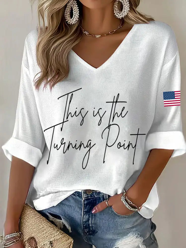 Women’s This Is The Turning Point Waffle T-shirt White / S