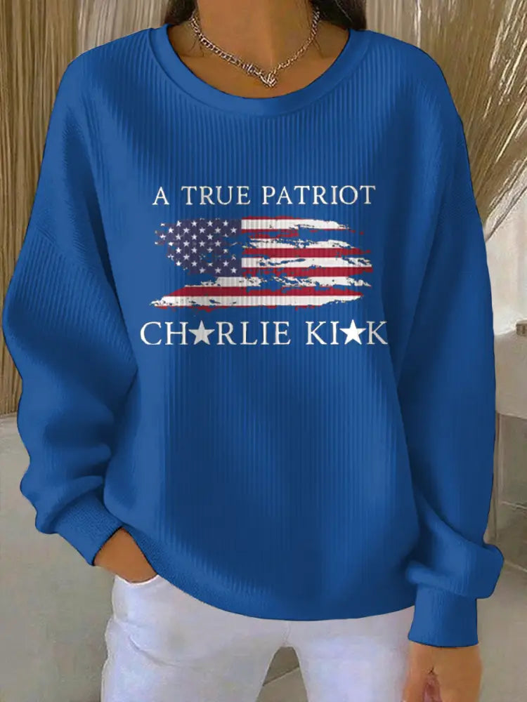Women’s Turning Point Flag Printed Sweatshirt Blue / S