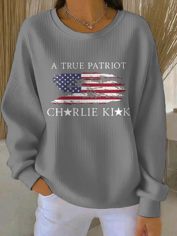 Women’s Turning Point Flag Printed Sweatshirt Light Gray / S