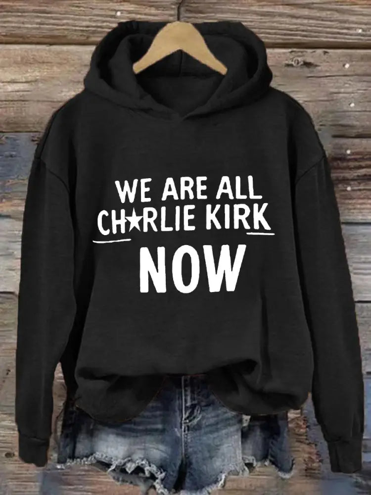 Women’s Voice of Freedom Printed Casual Hoodie Black / S