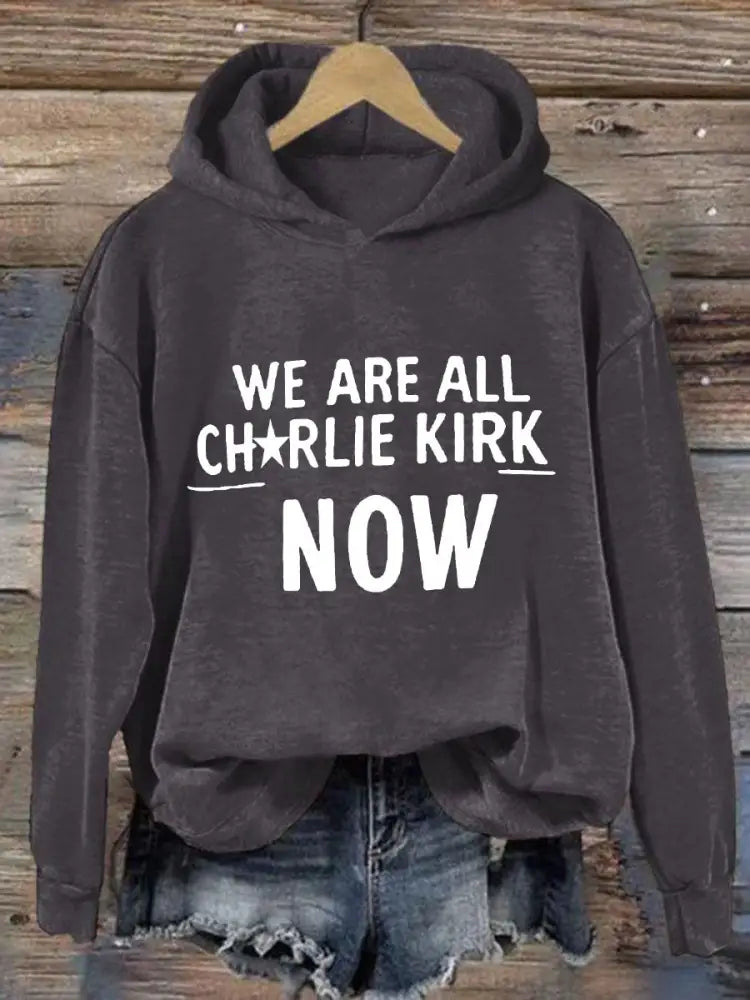 Women’s Voice of Freedom Printed Casual Hoodie Dark Gray / S